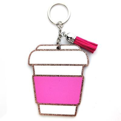 China KHS027KH1070 Drop Shipping Selling Acrylic Lovely Glitter Cup Key Chain High Quality Hot Popular Luggage Auto Parts for sale