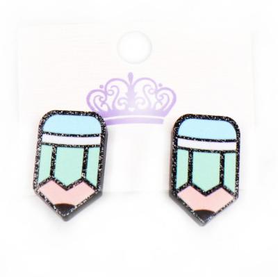 China ERS401ER1095 summer cute popular spot acrylic pencil earrings laser cutting cute girly pastel glitter acrylic earrings for sale