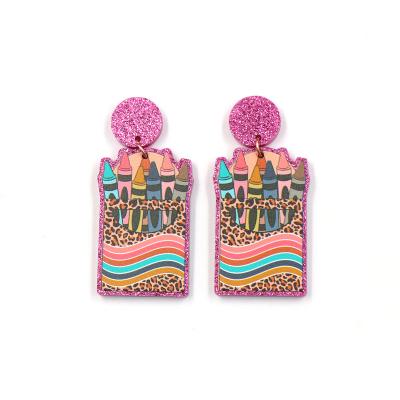 China High Quality Cute Pencil ERS663ER1456 Jewelry For Teacher's Day Gift Acrylic Earrings for sale