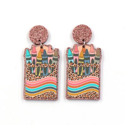 China Promotion ERS662ER1455 Cute Pencil Jewelry For Teacher's Day Gift Acrylic Earrings for sale