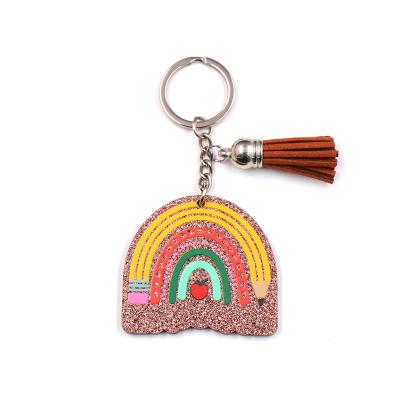 China Factory Price KHS217KH1135 2023 Acrylic Rainbow New Teacher's Day Gift Glitter Acrylic Key Chain for sale