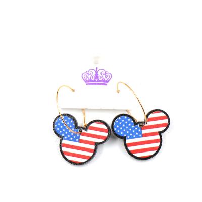 China ERS639ER1427 cute promotion 4th of July Independence Day mouse head American statement circle acrylic earrings for sale