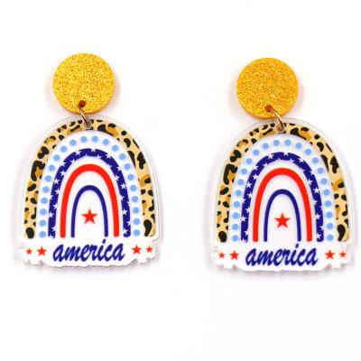 China Free Shipping Clear Cute 4th of July Independence Day Rainbow Statement Jewelry ERS628ER1417 for Women Acrylic Dangle Earrings for sale