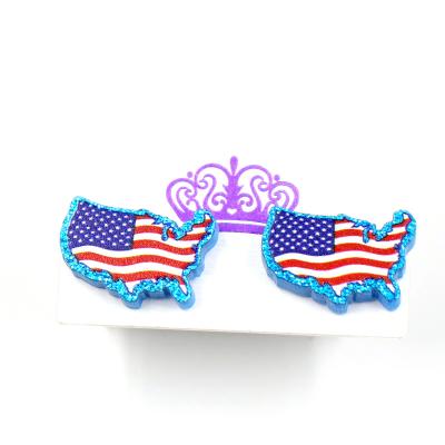 China ERS623ER1406 Top Promotion Fashion Cute In Stock Women 4th of July USA Independence Day USA Shape Stud Earrings for sale