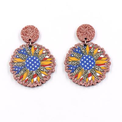 China ERS631ER1414 new cute listing promotion 4th of July Independence Day sunflower for women statement drop earrings for sale