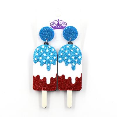 China New Design ERS643ER1403 Cheap 4th July Independence Day Popsicle Statement Acrylic Cute Women Jewelry Dangle Earrings for sale