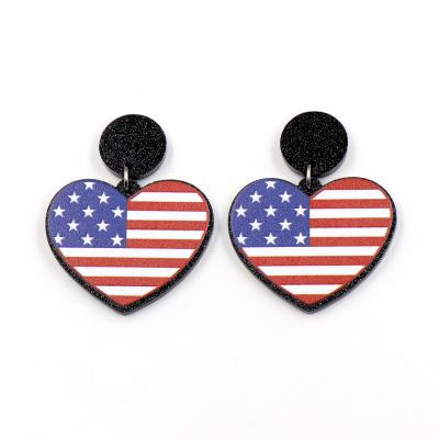 China Best Cute 4th of July Independence Day Flag Heart Statement ERS633ER1419 Fashion Factory Dangle Earrings for sale