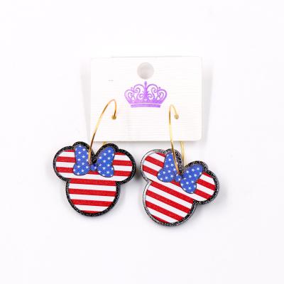 China 4th July Independence Day Mouse Head Statement Cute Hot Selling ERS638ER1426 American Acrylic Dangle Earrings for sale