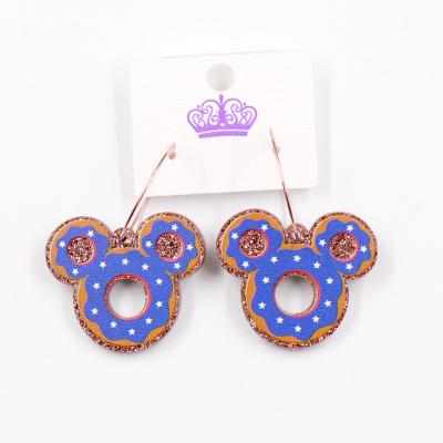 China Factory Wholesale ERS640ER1428 Cute 4th July Independence Day Mouse Head American Statement Circle Acrylic Earrings for sale