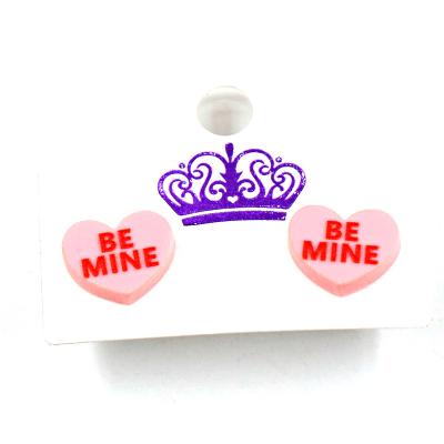 China Cute Popular Design ERS577ER1363 Gift For Her Be Mine Earrings Laser Cut Heart Valentine Stud Earrings Acrylic for sale