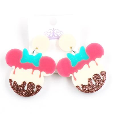 China Cute Free Shipping ERS486ER1129 Cute Mouse Head Ice Cream Dangle Acrylic Gitter Earrings for sale