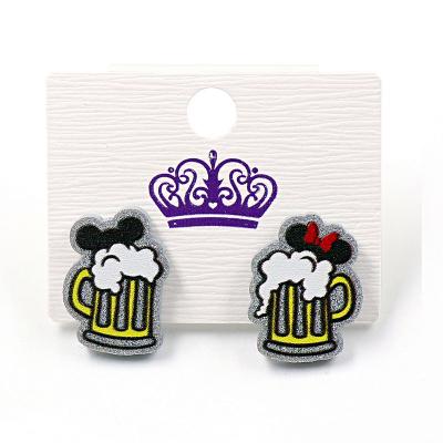 China Cute Fashion Bear Cup Fale Mouse Head Glitter Acrylic Stud Earrings ERS509ER1186 for sale