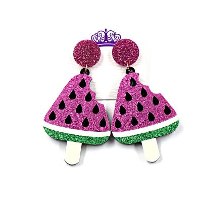 China Cute Brand New ERS549ER1209 Fruits Laser Cut Acrylic Watermelon Popsicle Dangle Earrings for sale