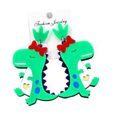 China ERS113HP019 Factory Direct Selling Cute Dinosaur Dangle Christmas Women Statement Cute Laser Cut Acrylic Earrings for sale