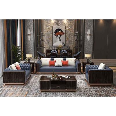 China SF 2108 Contemporary Italy Luxury Blue Microfiber Leather 1+2+3+4 Sofa Set for sale