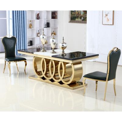 China Modern 1401 Gold Audi Modern Dining Tables And Chairs Set Home Furniture for sale