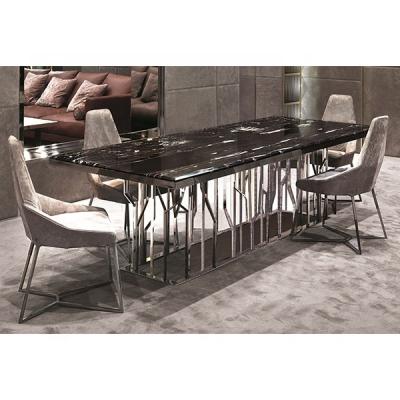 China Re-A302 Modern Modern 12 Seater Dining Table And Chair With Stainless Steel Base Marble Top Furniture for sale