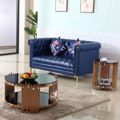 China Lei C1701 Modern Gold Round Coffee Table Set Modern Luxury Living Room Furniture for sale