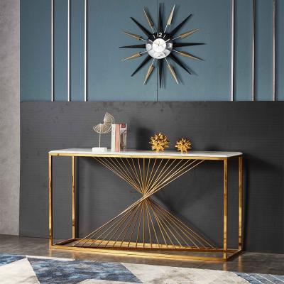 China Lei F260 Modern Modern Stainless Steel Light Luxury Marble Veneered Console Table for sale