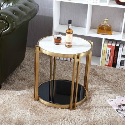 China Lei E1602 Stainless Steel Modern Single Marble Glass Small Round Table for sale