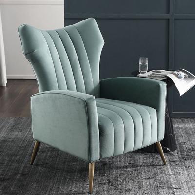 China Y-2051 Modern Modern Living Room Green Velvet Wing Leisure Chairs for sale