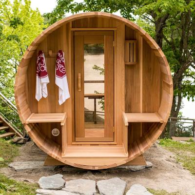 China 4 Person Outdoor Finnish Garden Tubs Water Proof Red Cedar Room Computer Control Panel Sauna Wooden Steam Sauna Room for sale