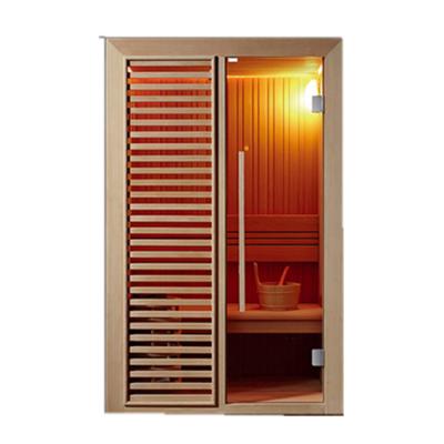 China European Traditional Wooden Hemlock 2 Person Saturated Steam Computer Control Panel Burning Sauna Rooms For England France for sale