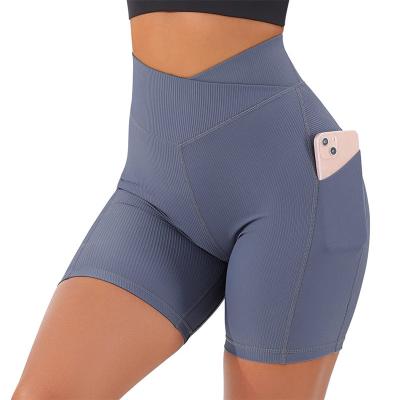 China Custom Logo Fitness Training Pants Workout Tights Scrunch Butt Yoga Gym Womens Shorts for sale