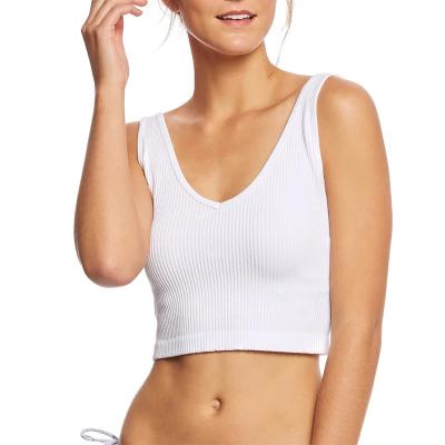 China New Arrival White Cotton Comfortable Rib Yoga Gym Women Crop Tank Top for Sport for sale