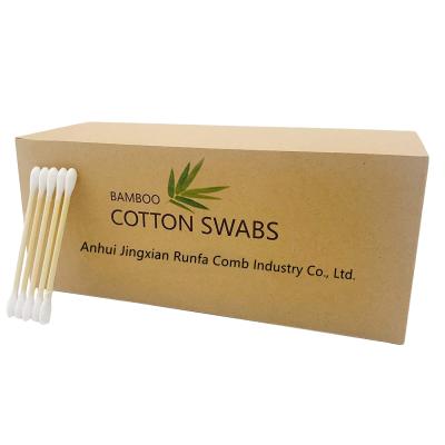 China Natural Degradable Organic Biodegradable Cotton Buds With Pad Sticks Natural Bamboo Cotton 100 Pcs/Set for sale