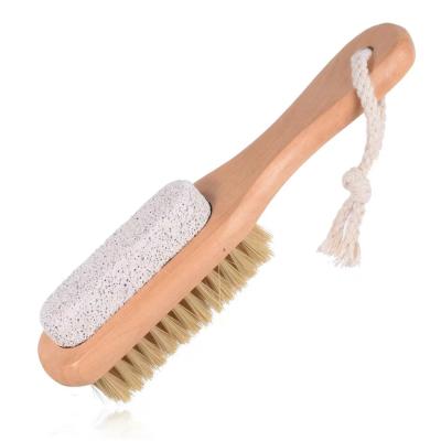 China All Natural Foot Bristle Brush And Pumice Stone Wooden Handle - Exfoliator Pedicures Callus Brush for sale