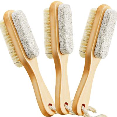 China All Natural Double Sided Foot Massage Brush With Pumice And Bristle Foot Care Tool for sale