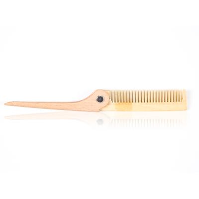 China Portable New Design Anti-Static Wooden Biodegradable Beard Comb Folding Rat Tail Comb For Hairdresser for sale