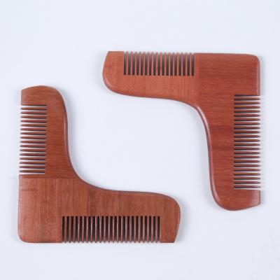 China Beard Shaping Comb Wholesale Custom Logo Beard Shape Comb Mini Multifunction Wooden Beard Comb Gauge Comb for sale