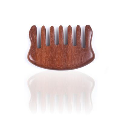 China Portable Professional Natural Wooden Wide Tooth Hair Beard Comb Travel Pocket Comb for sale