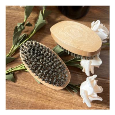 China Needs. Natural. Portable 100% Natural Wooden Big Handle Boar Hair Beard Brush Great For Thick Beard for sale