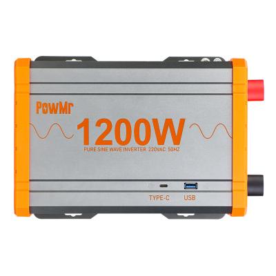 China PowMr In Current 1.2KW 12V DC 110V/220V AC Single Phase Pure Sine Wave Solar Inverter 90% Efficiency Off Grid Solar Inverter 348mm*270mm*95mm for sale