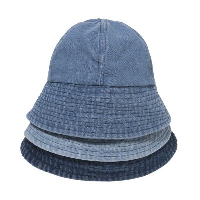 China 2021 Image New Arrival Fashion Vintage Solid Washed Denim 6 Panel Bucket Hat for sale