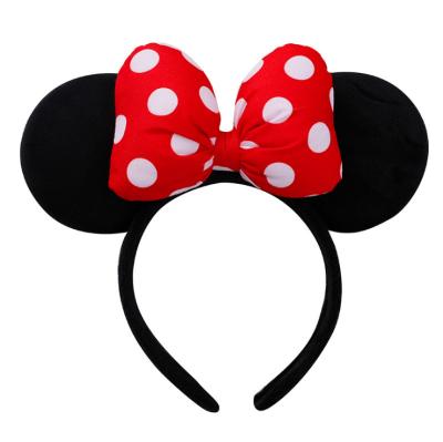 China Sweet Bow Mickey Hair Accessories Ladies Headband Happy Birthday Party Headwear Cartoon Mouse Ears Hair Band Kids Christmas Headband for sale