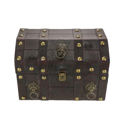 China Custom Wholesale Retro China Vintage Pirate Wooden Treasure Chest Storage Box for sale