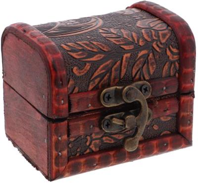 China Wholesale Vintage Flower Design Miniature Wooden Treasure Chest for sale