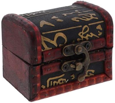 China Beautiful Hieroglyphics Design Keepsake Treasure Chest Wooden Trinket Box for sale