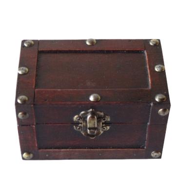 China Vintage Jewelry Storage Organizer Wooden Case Treasure Chest for sale