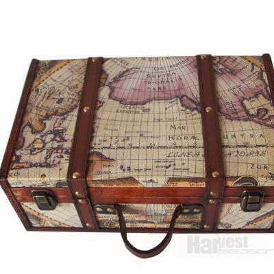 China China Wholesale Map Design Decorative Guardianship Wooden Suitcase for sale