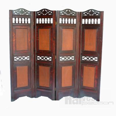 China Factory Direct MOQ Wholesale Mediterranean Luxury Vintage Low Wooden Folding Screen Room Divider for sale