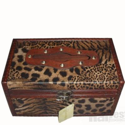 China China Hot Sale Vintage Leather Tissue Wooden Box for sale