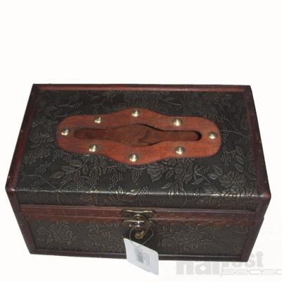 China MOQ Traditional Vintage LOW Wooden Tissue Box Wholesale for sale