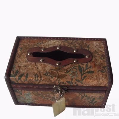 China Traditional Random Design Antique Wooden Tissue Box Wholesale for sale