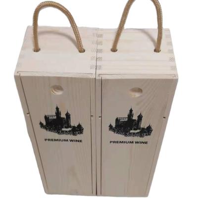 China Unfinished Wooden Wine Wine Box For 1 Bottle Pine Wood Wine Boxes Wooden Gift Box for sale