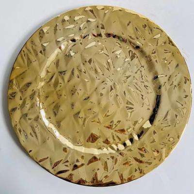 China Europe 2021 New Design Gold Reusable Plastic Plates Electroplate Product For Wedding for sale